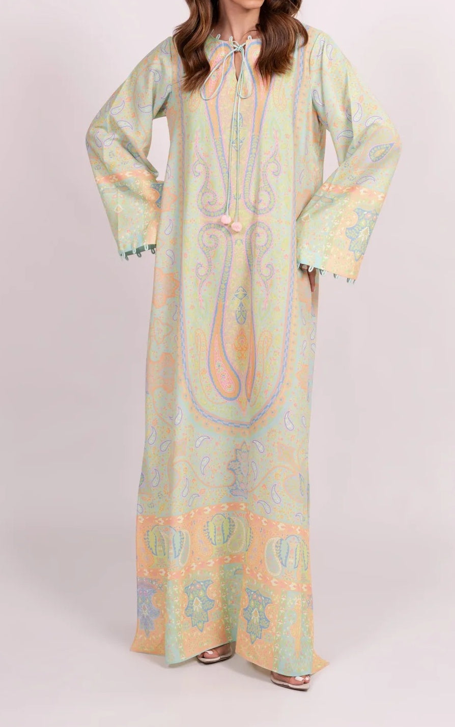 Pastel Paisley Premium Soft Crepe Kaftan