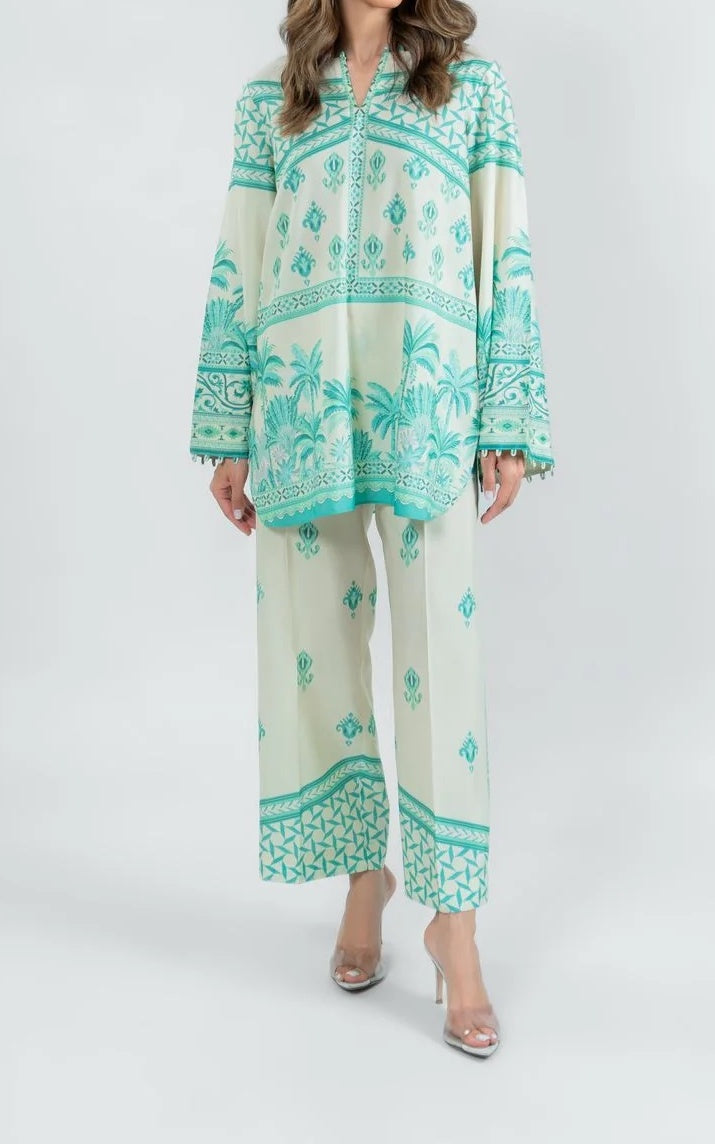 Palm Breeze Cotton Satin Blend Co-Ord Set