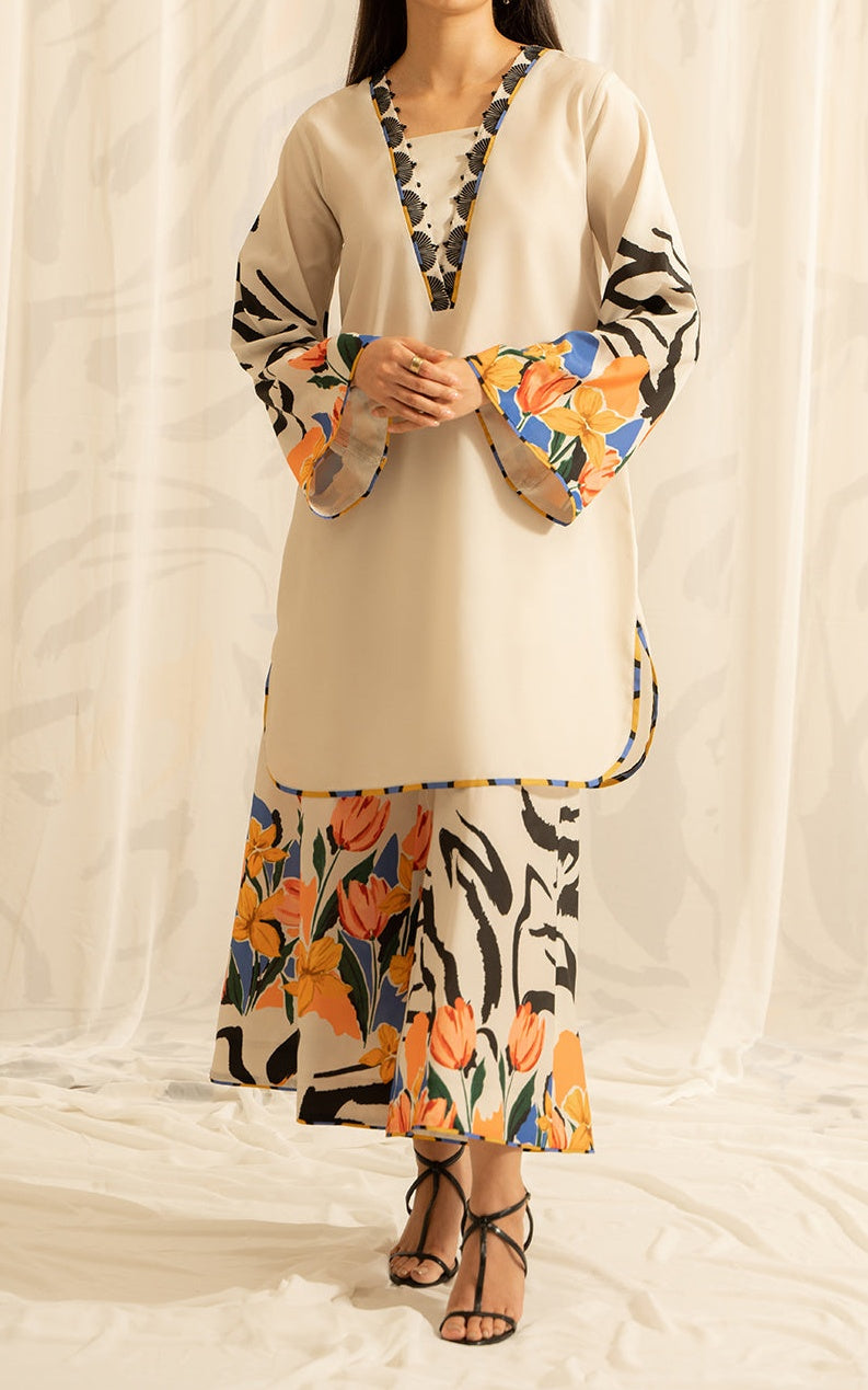 Tulip Noir Premium Crepe Co-Ord Set with Chiffon Scarf