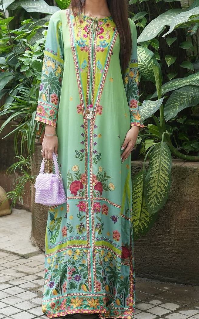 Garden Majesty Median Silk Crepe Kaftan