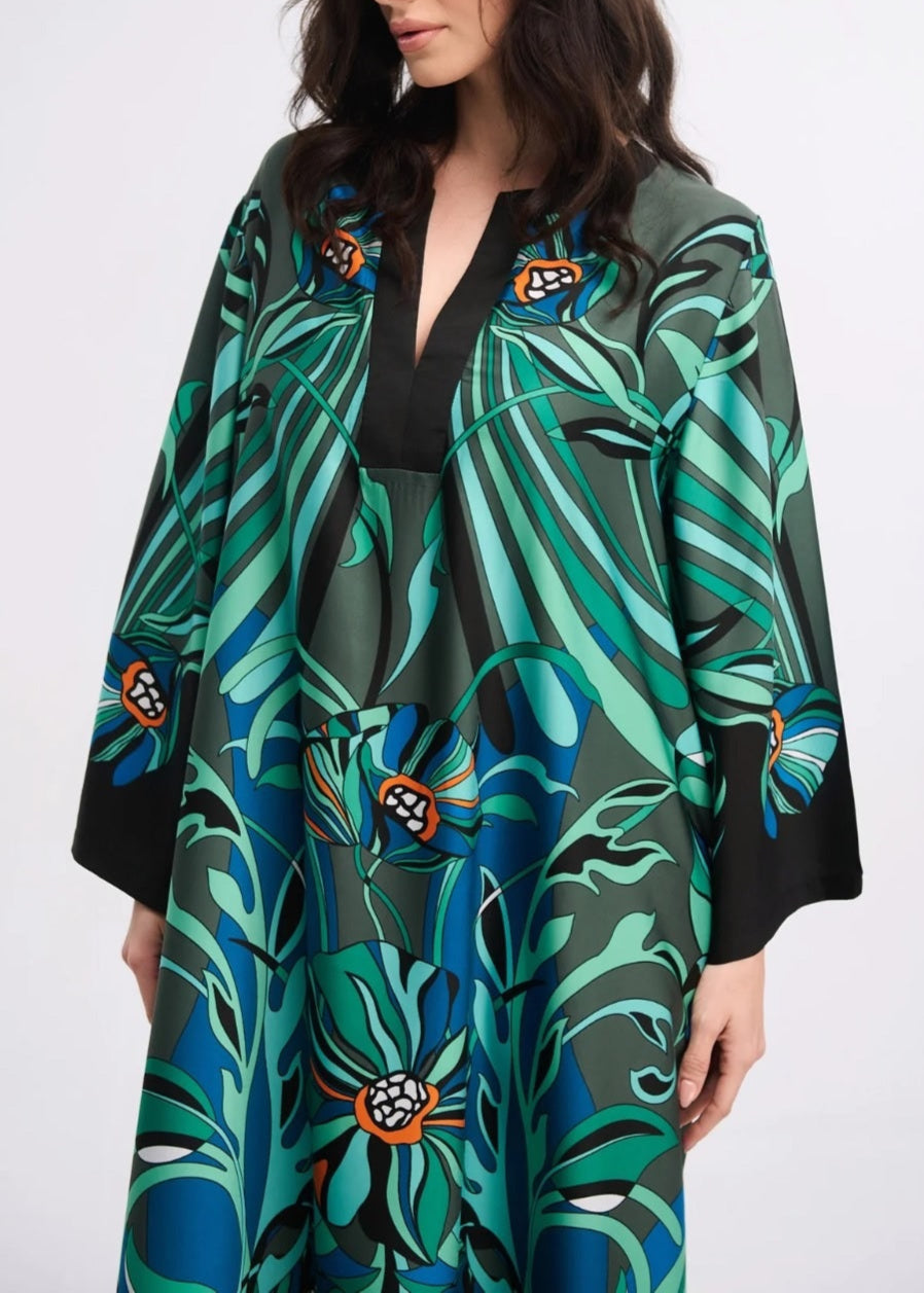 Tropical Print Silk Blend Kaftan