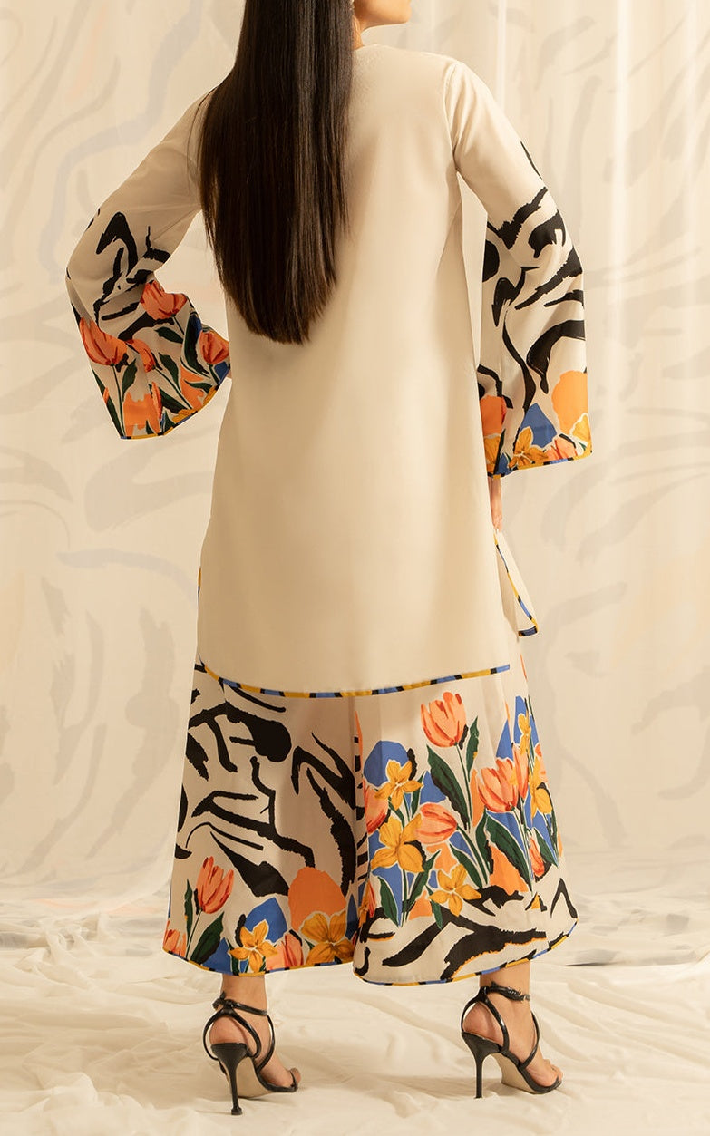 Tulip Noir Premium Crepe Co-Ord Set with Chiffon Scarf