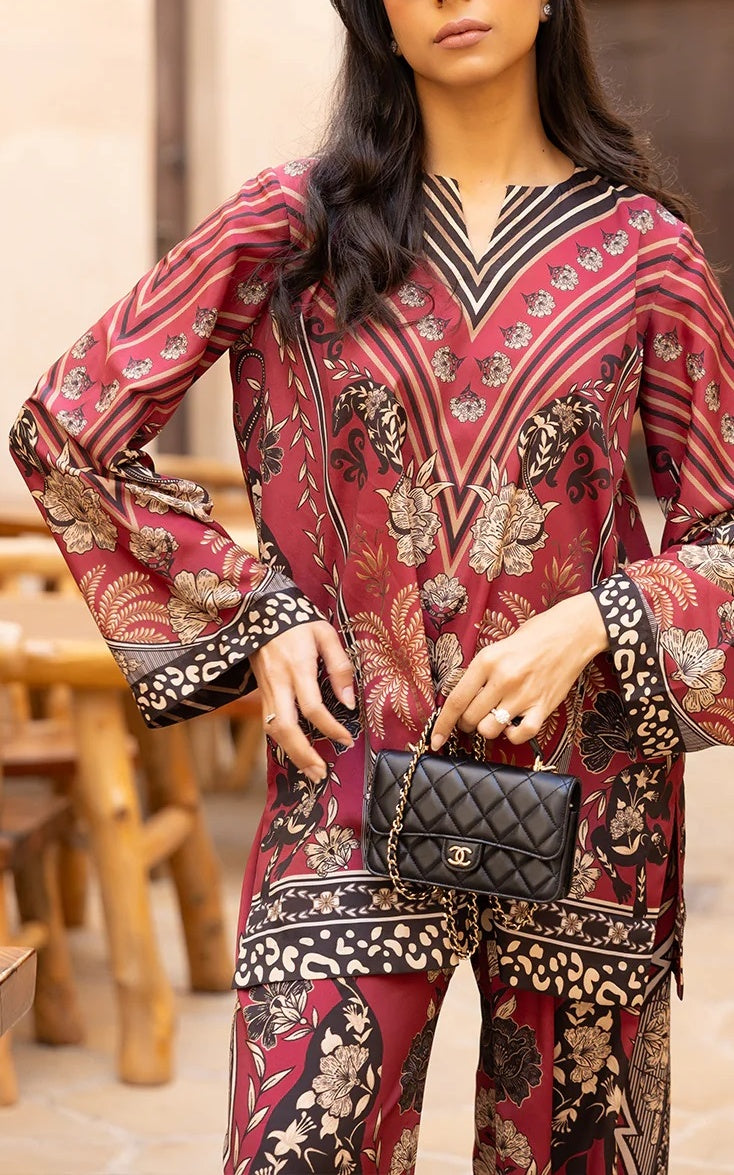 Crimson Luxe Printed Co-ord Set