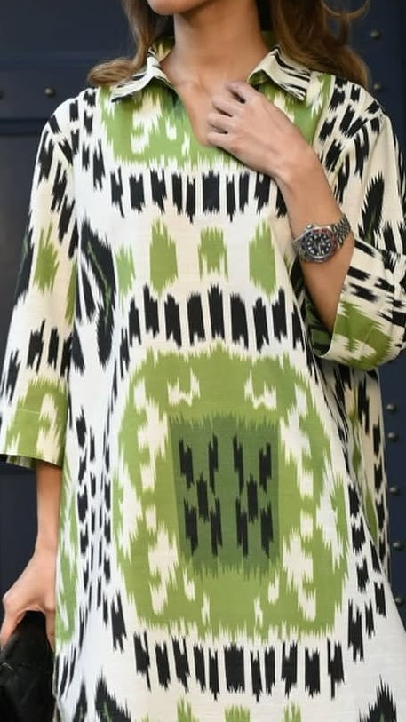 Verdant Ikat Linen Blend Co-Ord Set