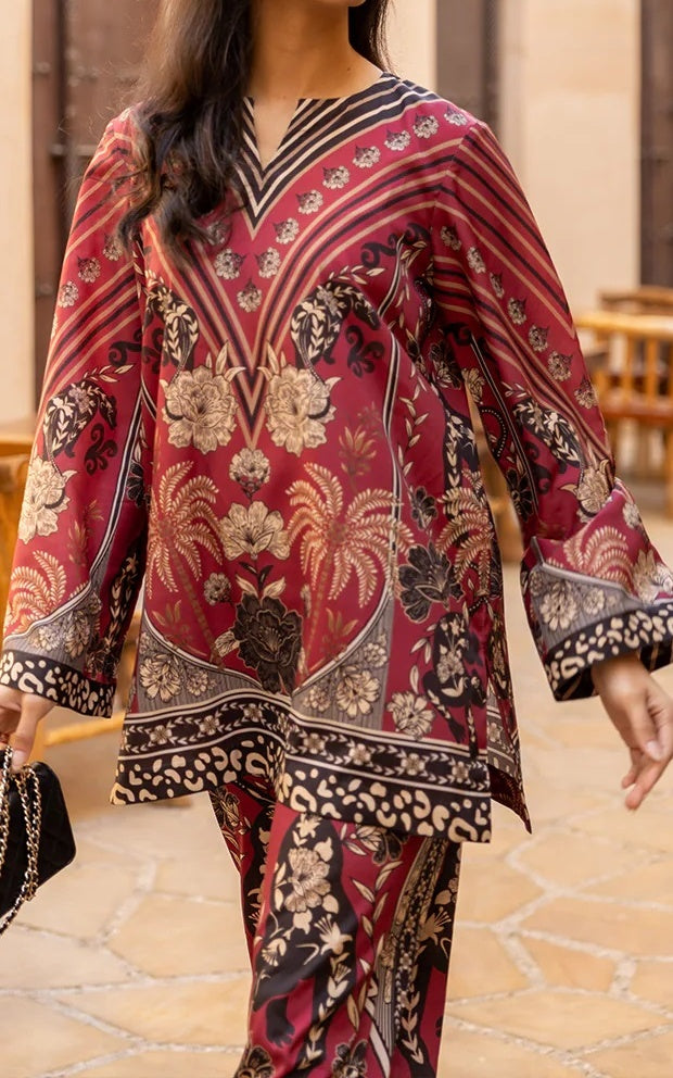 Crimson Luxe Printed Co-ord Set