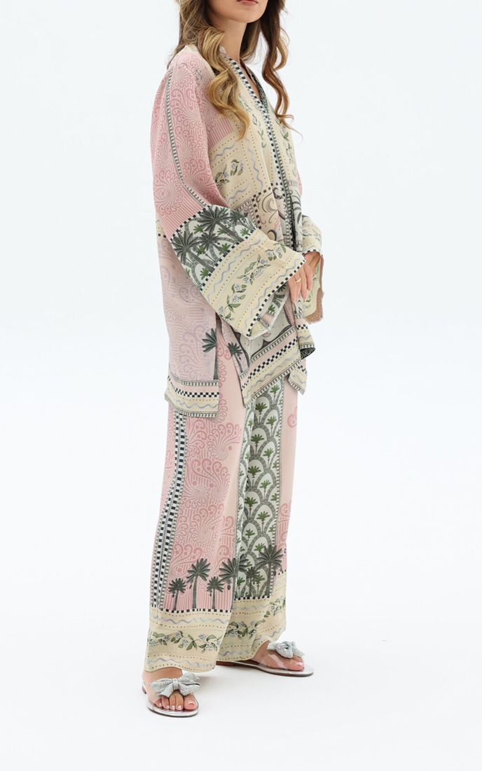 Palm Garden Elegance – Madian Silk Crepe Co-ord Set