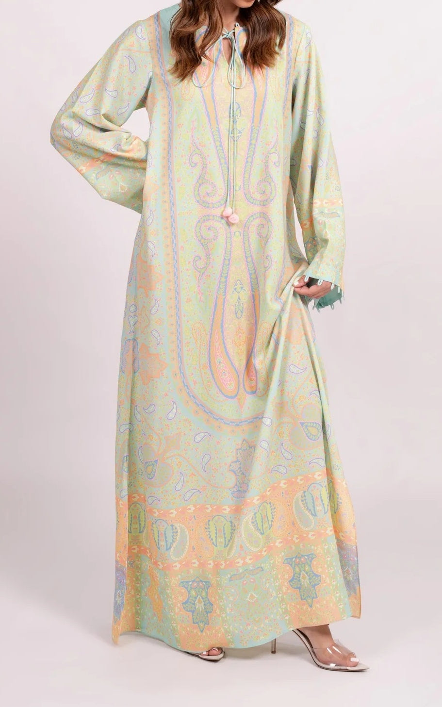 Pastel Paisley Premium Soft Crepe Kaftan
