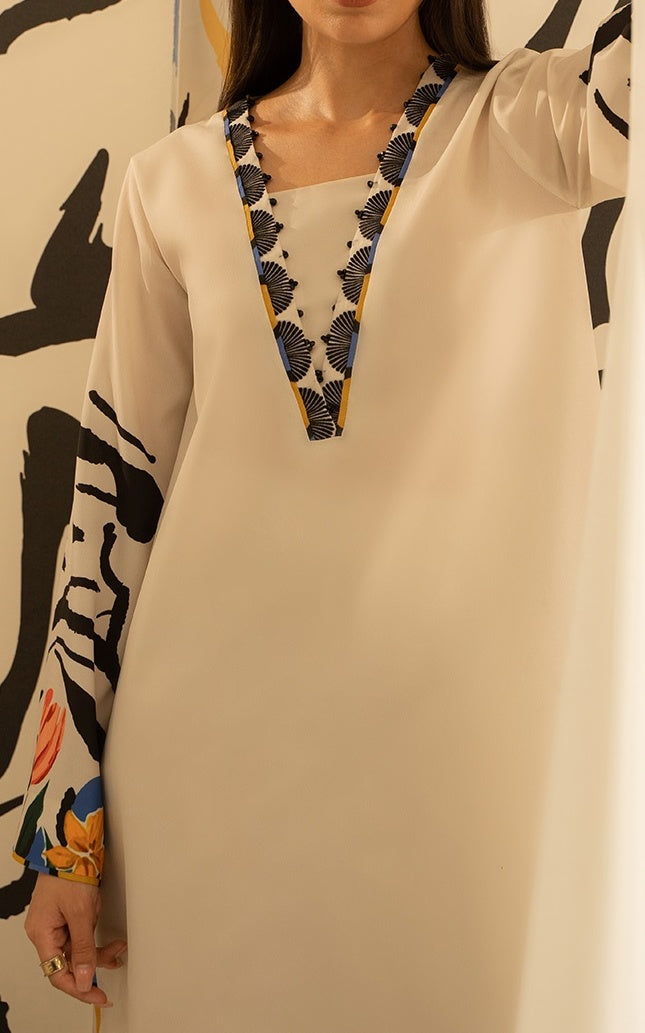 Tulip Noir Premium Crepe Co-Ord Set with Chiffon Scarf