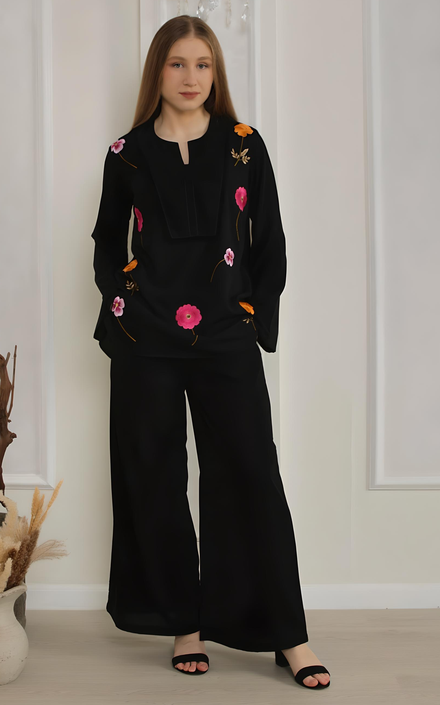 Noir Bloom Embroidered Co-Ord Set