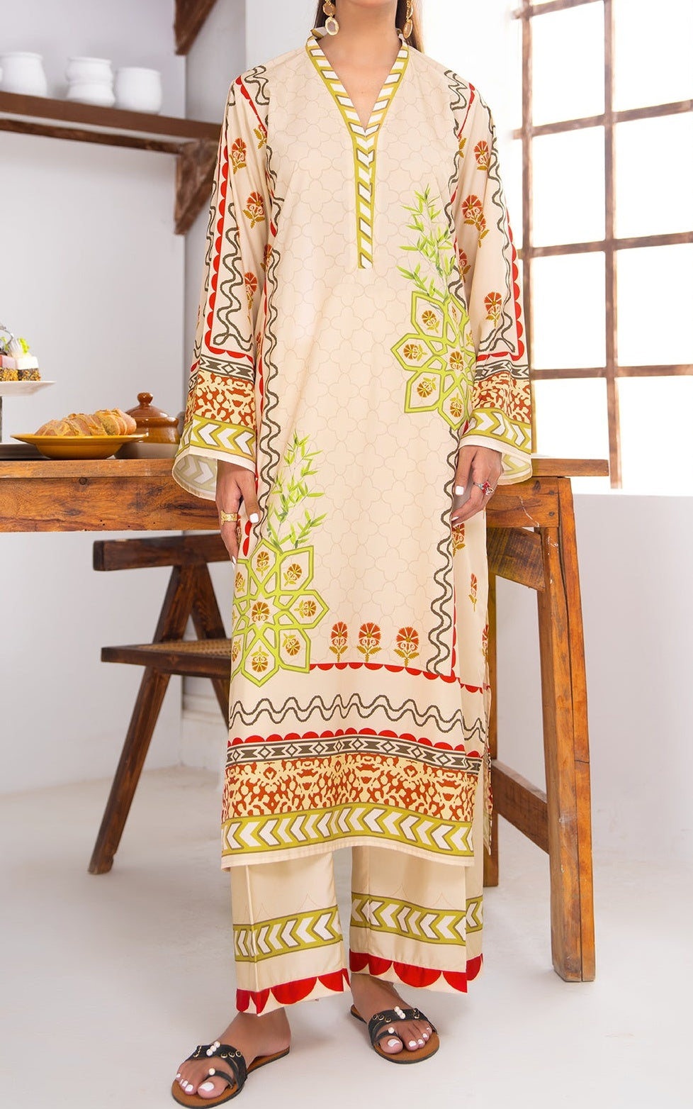 Golden Oasis Swiss Cotton Kaftan Set