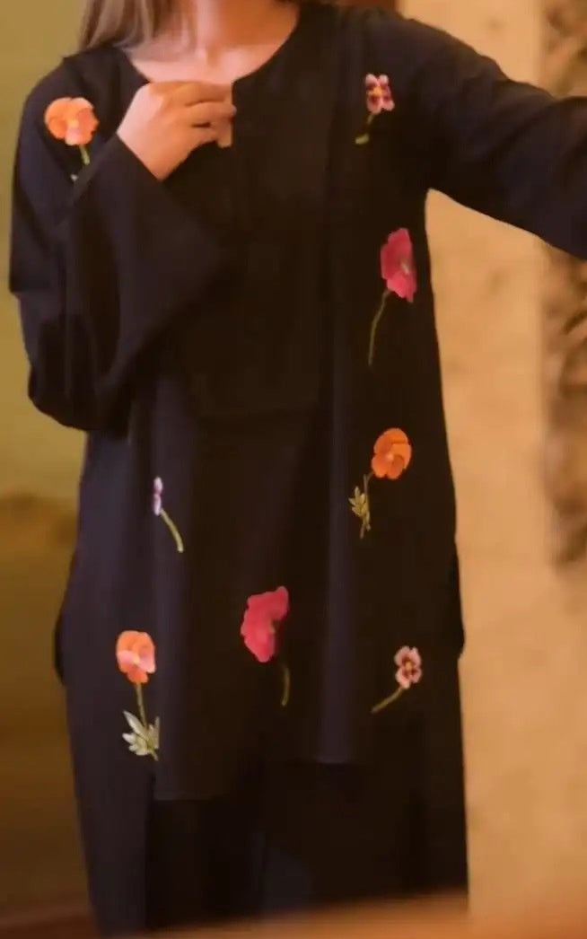 Noir Bloom Embroidered Co-Ord Set