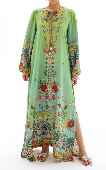 Garden Majesty Median Silk Crepe Kaftan