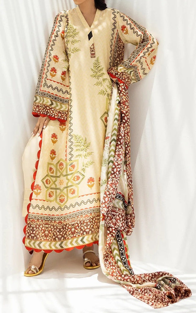 Saffron Meadow Luxe Georgette 3pc Set (Top + Pant + Scarf)