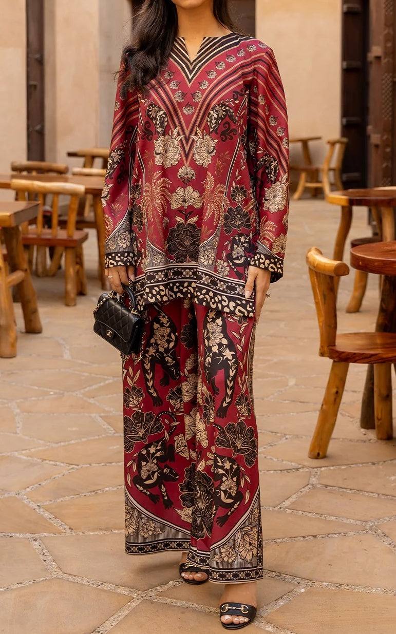 Crimson Luxe Printed Co-ord Set