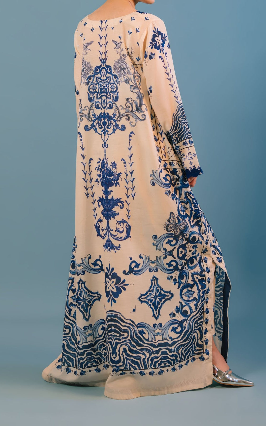 Azure Bloom Kaftan & Pants Set