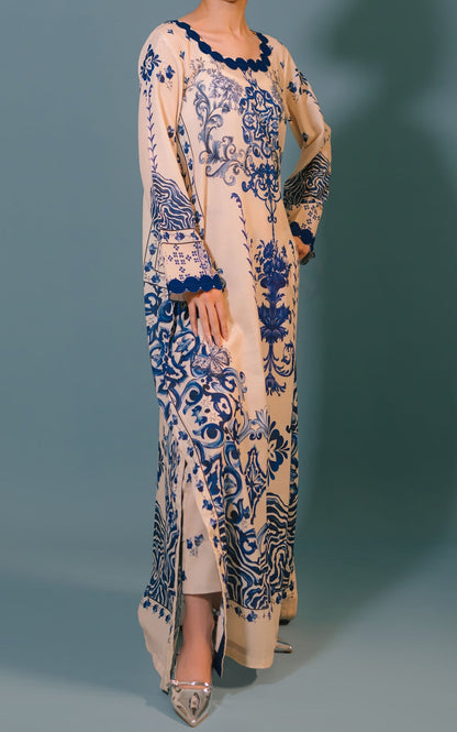 Azure Bloom Kaftan & Pants Set