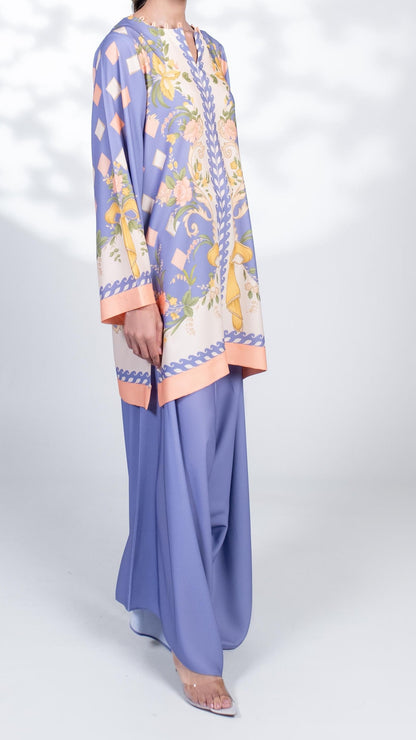 Lavender Bloom Cotton Satin Blend Co-Ord Set