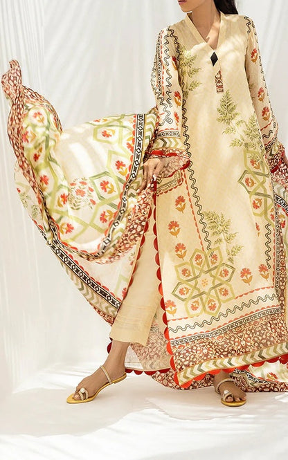 Saffron Meadow Luxe Georgette 3pc Set (Top + Pant + Scarf)