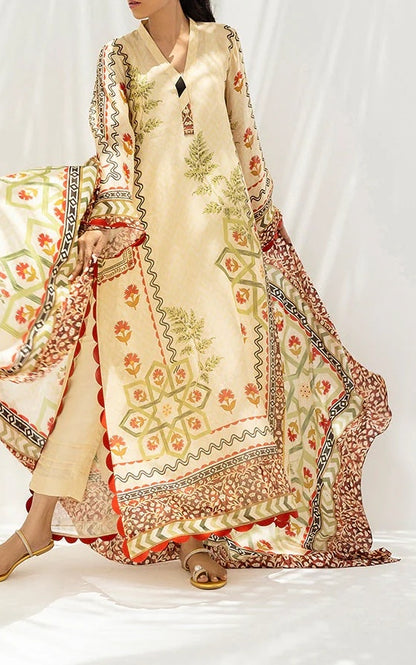 Saffron Meadow Luxe Georgette 3pc Set (Top + Pant + Scarf)