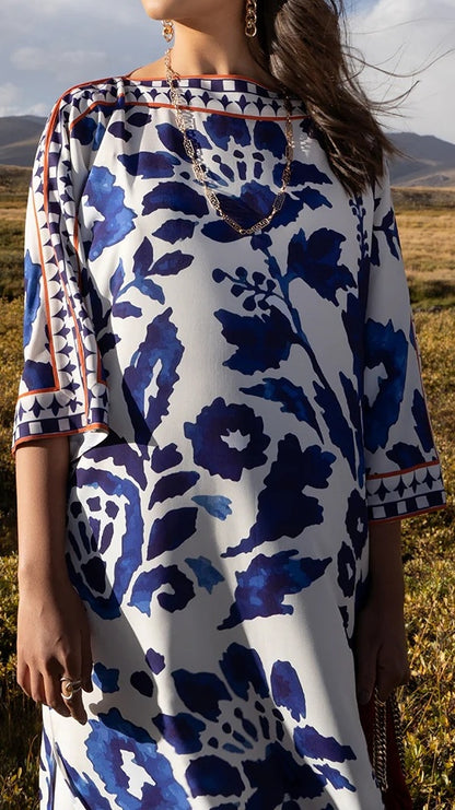 Cobalt Bloom Matty Kaftan Set