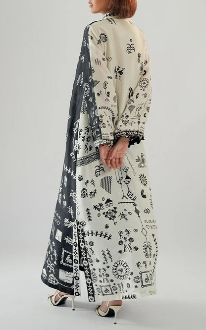 Monochrome Muse Cotton Satin Blend Kaftan