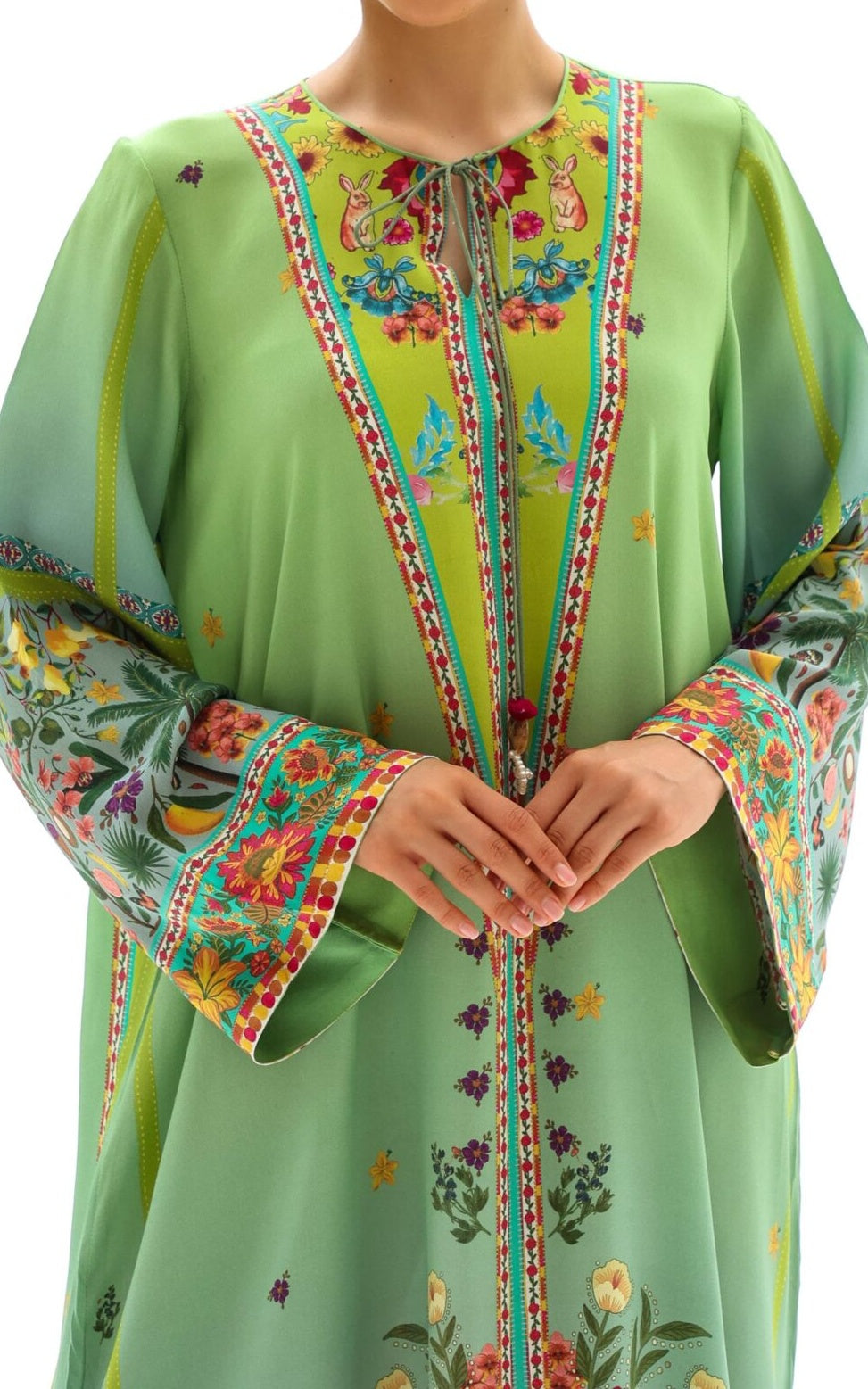Garden Majesty Median Silk Crepe Kaftan