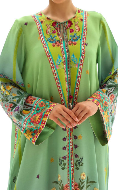Garden Majesty Median Silk Crepe Kaftan