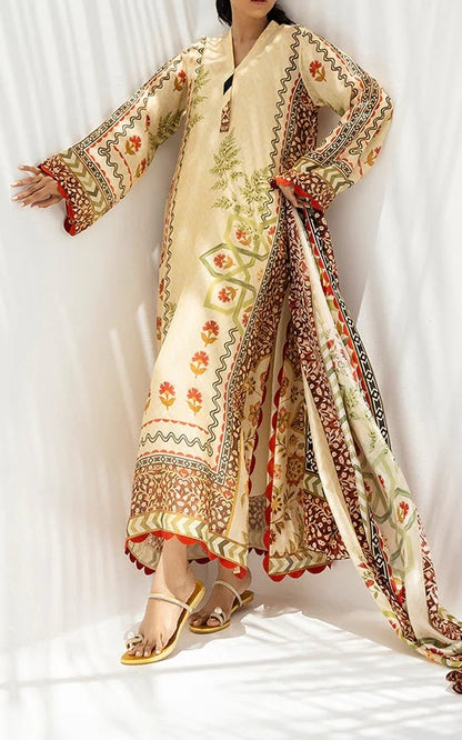 Saffron Meadow Luxe Georgette 3pc Set (Top + Pant + Scarf)