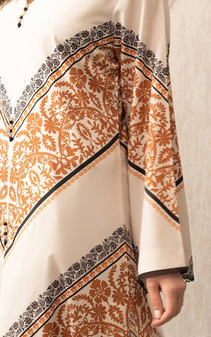 Rust Mirage Soft Crepe Kaftan 3pc Set (Kaftan + Pants + Scarf)