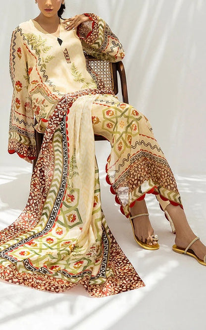 Saffron Meadow Luxe Georgette 3pc Set (Top + Pant + Scarf)