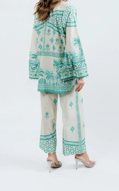 Palm Breeze Cotton Satin Blend Co-Ord Set