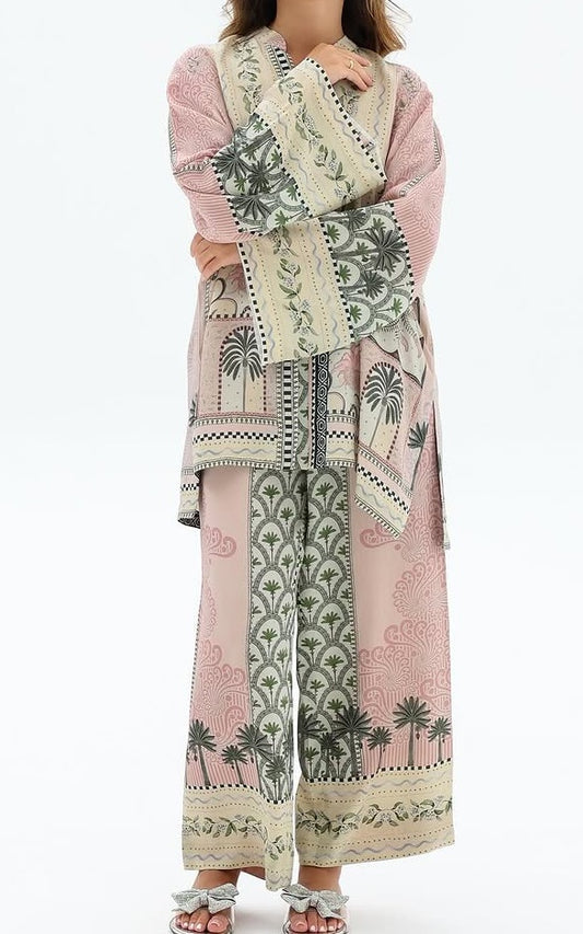 Palm Garden Elegance – Madian Silk Crepe Co-ord Set