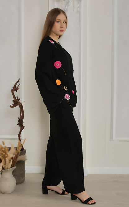 Noir Bloom Embroidered Co-Ord Set