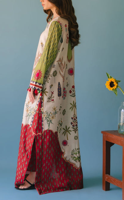 Ivory Palm Swiss Cotton Kaftan Set