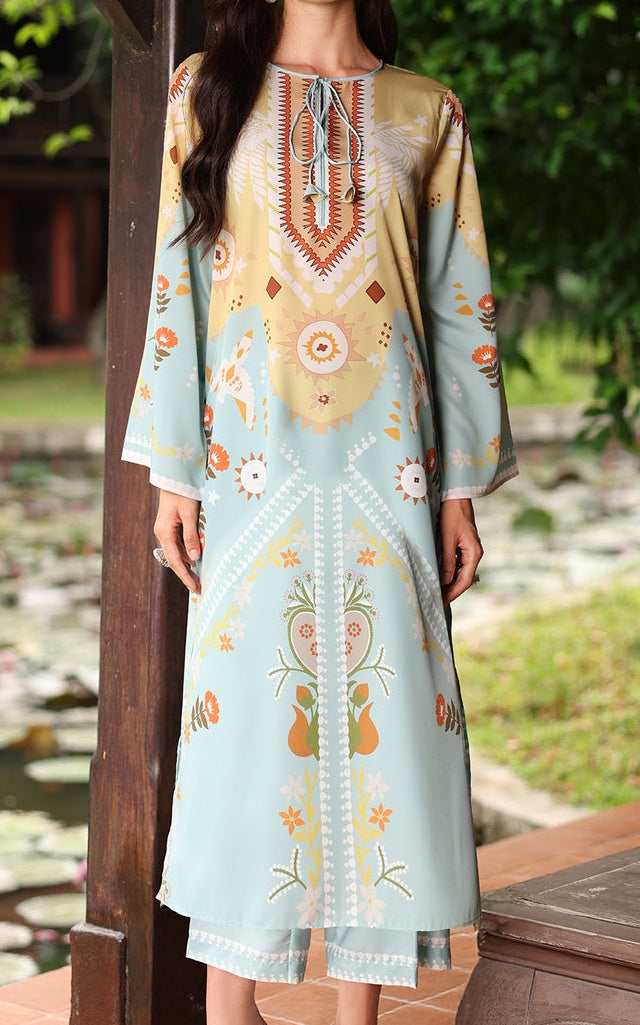 Pastel Meadow Swiss Cotton Kaftan Set