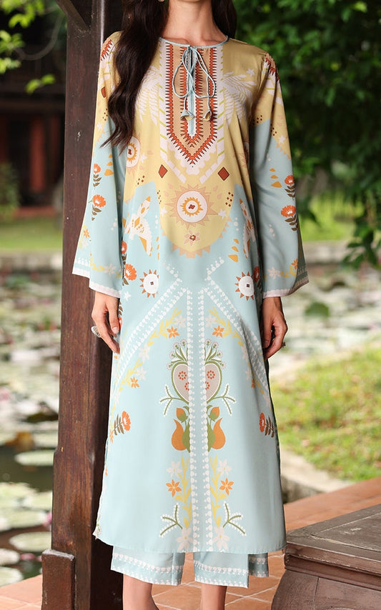 Pastel Meadow Swiss Cotton Kaftan Set