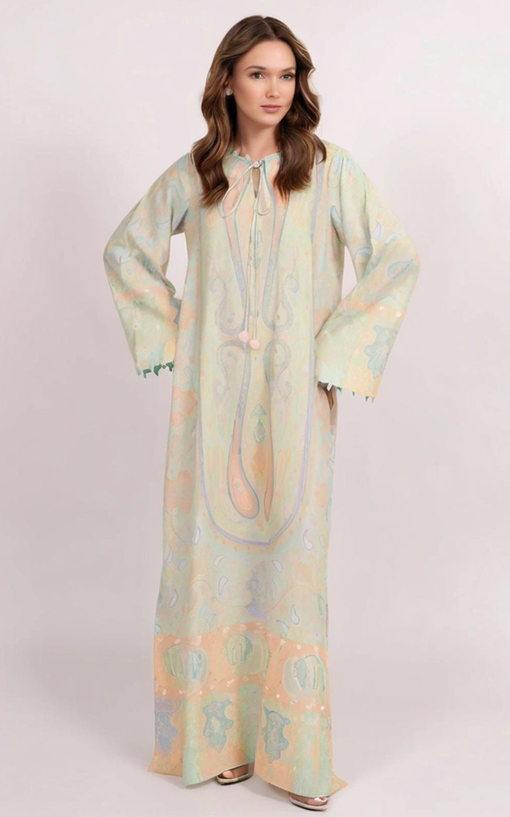 Pastel Paisley Premium Soft Crepe Kaftan