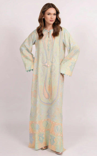 Pastel Paisley Premium Soft Crepe Kaftan