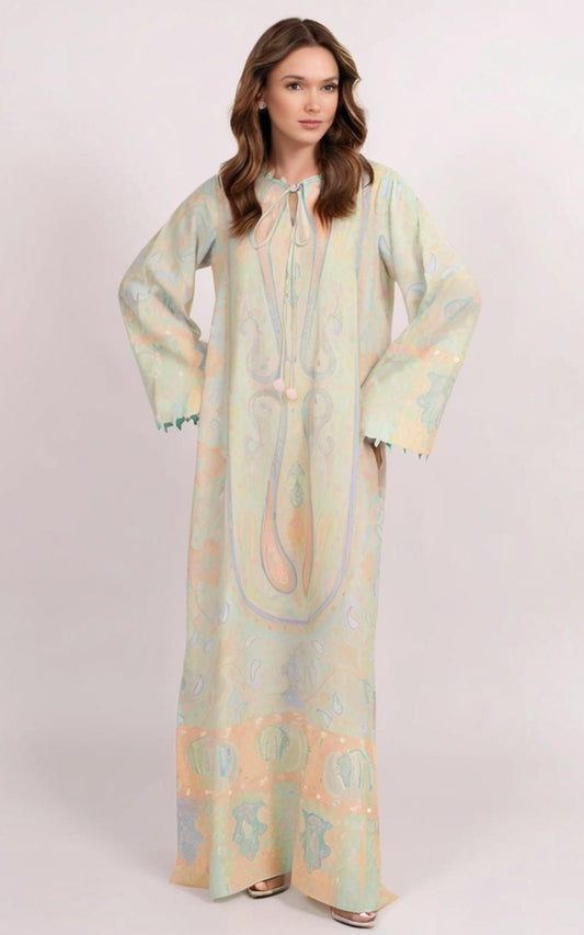 Pastel Paisley Premium Soft Crepe Kaftan