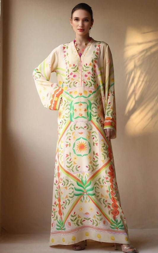 Blooming Grace – Soft Crepe Resham Tassel Dress